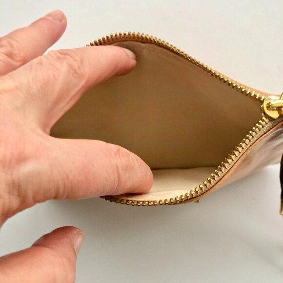 MIU MIU Replica Yellow Gold Leather Simple Wristlet Clutch Adjustable Strap 8x5" - Picture 11 of 11